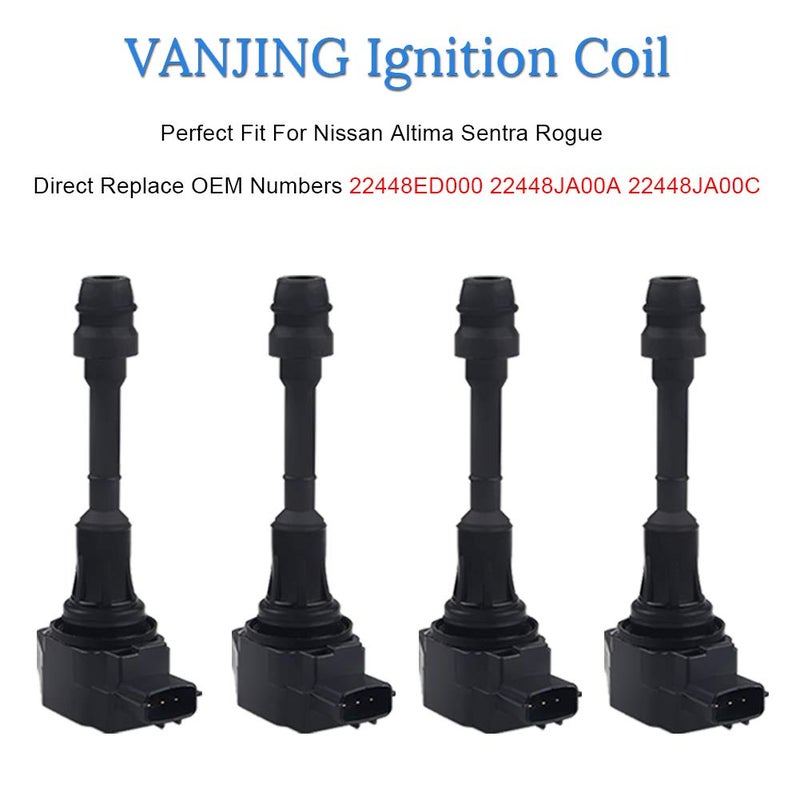 VANJING Ignition Coils Pack Compatible with Nissan Altima Sentra Rogue Versa Infiniti QX60 1.6L 1.8L 2.0L 2.5L C1696 UF-549 UF549 5C1753 22448ED000 - Image 4